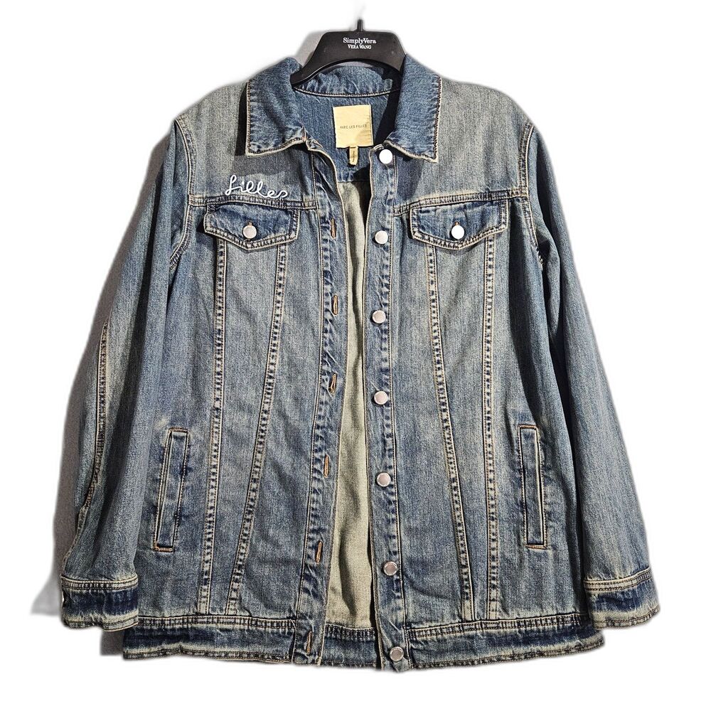 CLEARANCE - Avec Les Filles S Follow Me Jean Jacket Long Line Aged Denim Boho